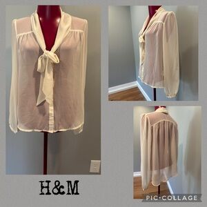 H&M Cream Women's Blouse size 8